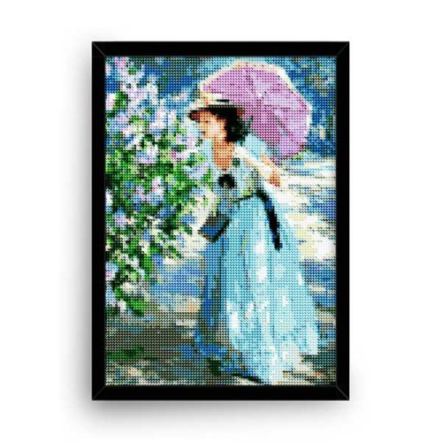 Diamantové-maľovanie-dáma-dáždnik-kvety-obraz-rám