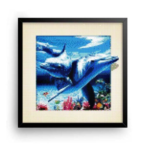 Diamantové-maľovanie-delfíny-pod-vodou-obraz-rám