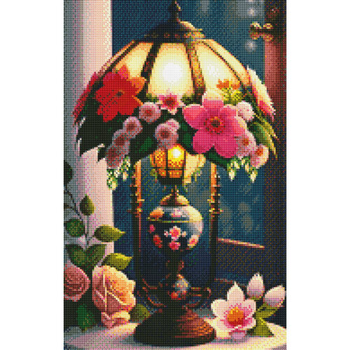 Diamantove-malovanie-Lampa-zdobená-kvetmi-obraz