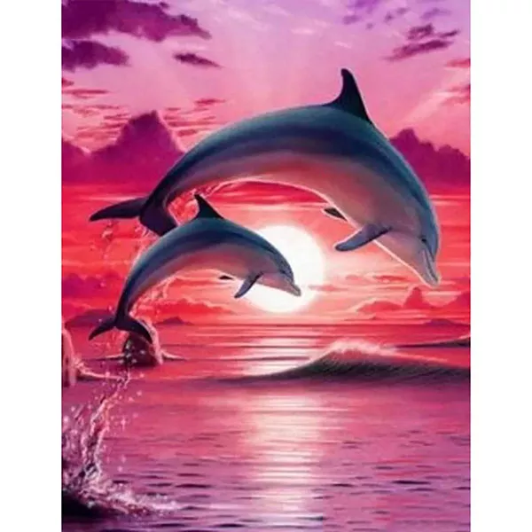 Diamantový-obraz-delfíny-more-vlny