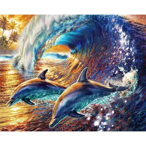 Diamantový-obraz-delfíny-vlny