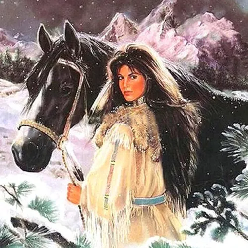 Diamantový-obraz-indiánka-kôň