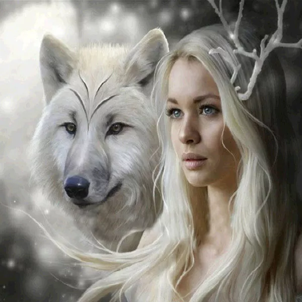 Diamantový-obraz-žena-blondína-vlk