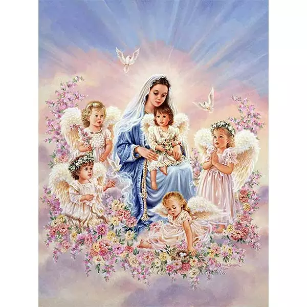 Diamantové maľovanie diamantový obraz anjelikovia v nebi