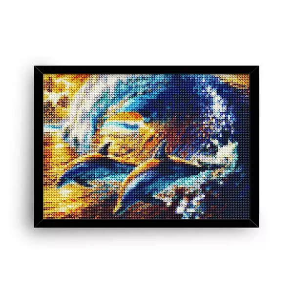 Diamantové-maľovanie-delfíny-vlny-obraz-rám
