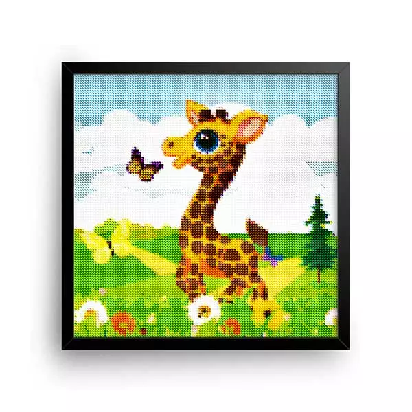 Diamantové-maľovanie-kreslená-žirafa-obraz-rám