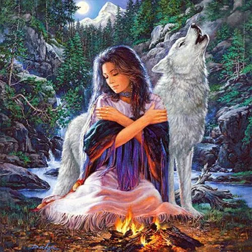 Diamantové-maľovanie-indiánka-s-vlkom