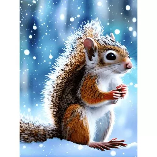 Diamantové-maľovanie-veverička-v-zime