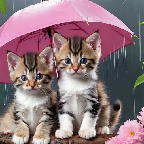 Diamantové-maľovanie-mačiatka-s-dáždnikom