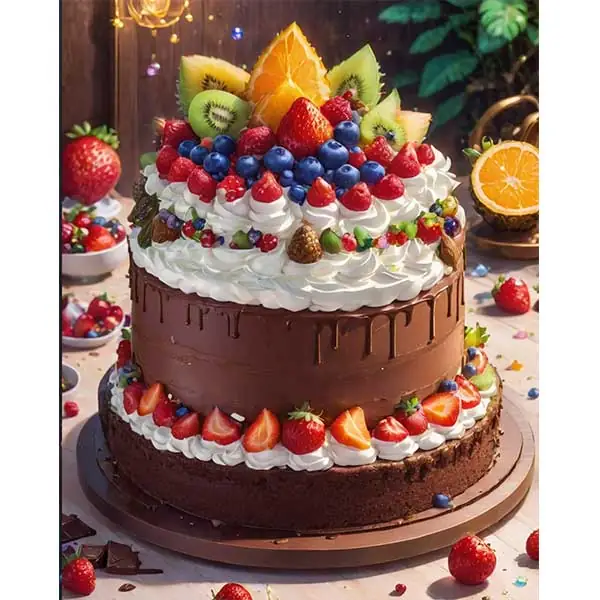 Diamantové-maľovanie-sladká-torta-s-ovocím