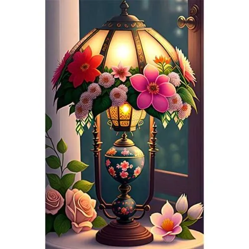 Diamantové-maľovanie-lampa-zdobená-kvetmi