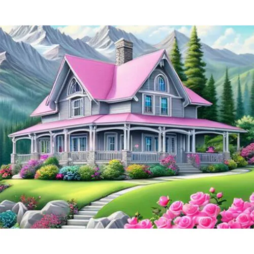 Diamantové maľovanie Penzión v horách