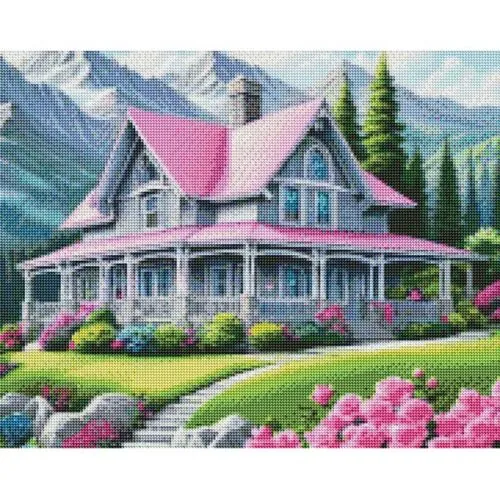 Diamantové-maľovanie-Penzión-v-horách.-obraz